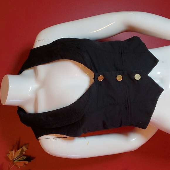 Marciano Black Cropped Tuxedo Vest Size 6 - Picture 1 of 8